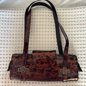 Stuart Weitzman Leopard Patent Leather Shoulder Bag 🐆